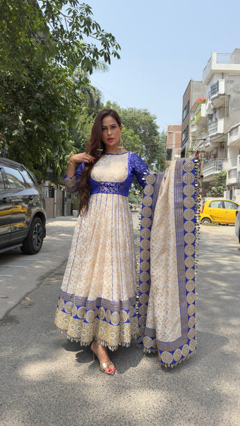 Party wear heavy Blue Anarkali Suit