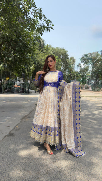 Party wear heavy Blue Anarkali Suit