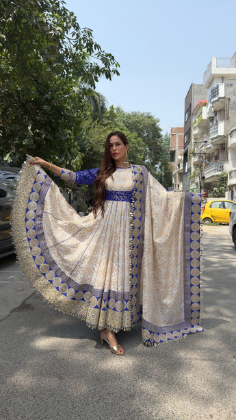 Party wear heavy Blue Anarkali Suit