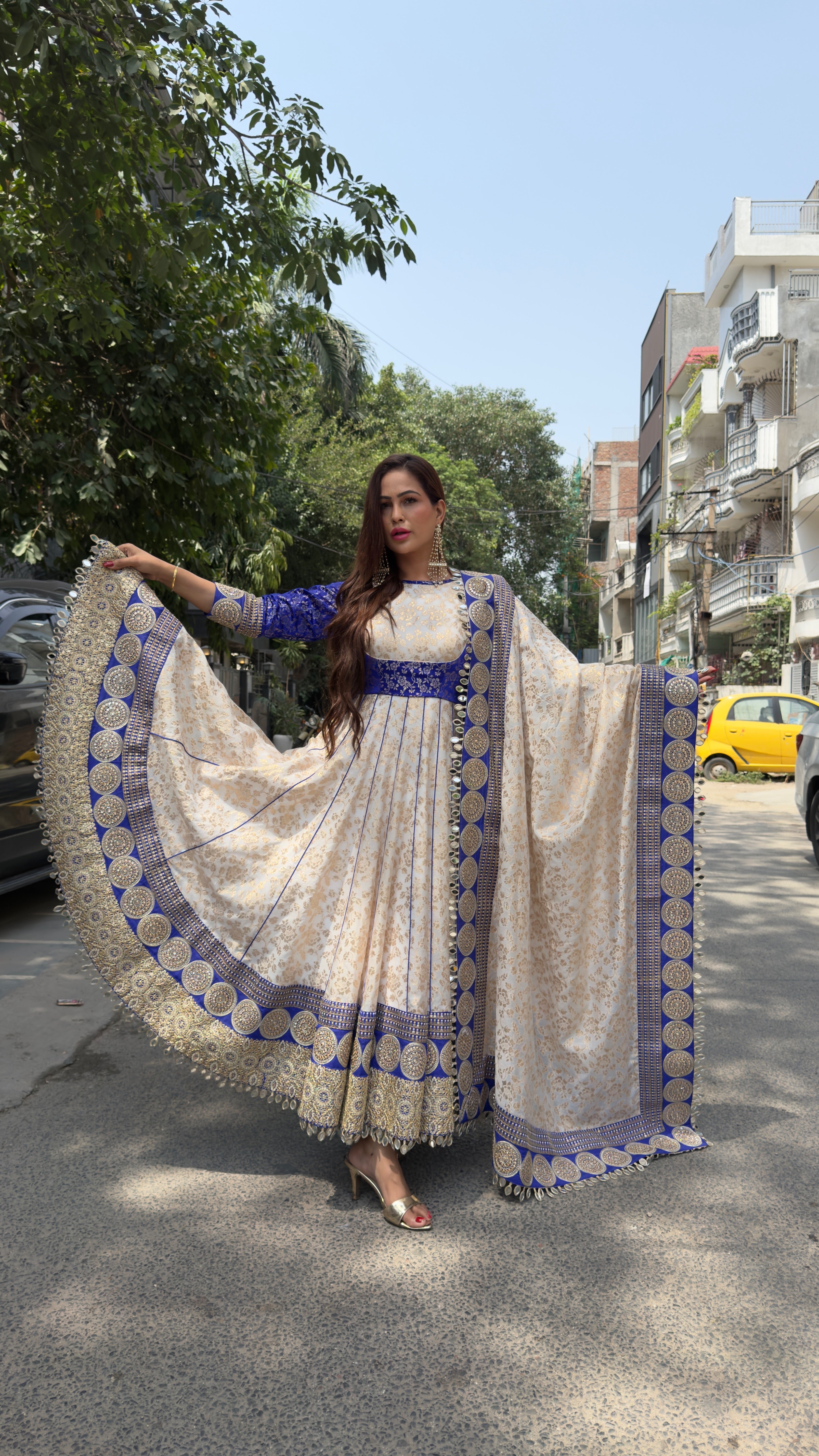Party wear heavy Blue Anarkali Suit