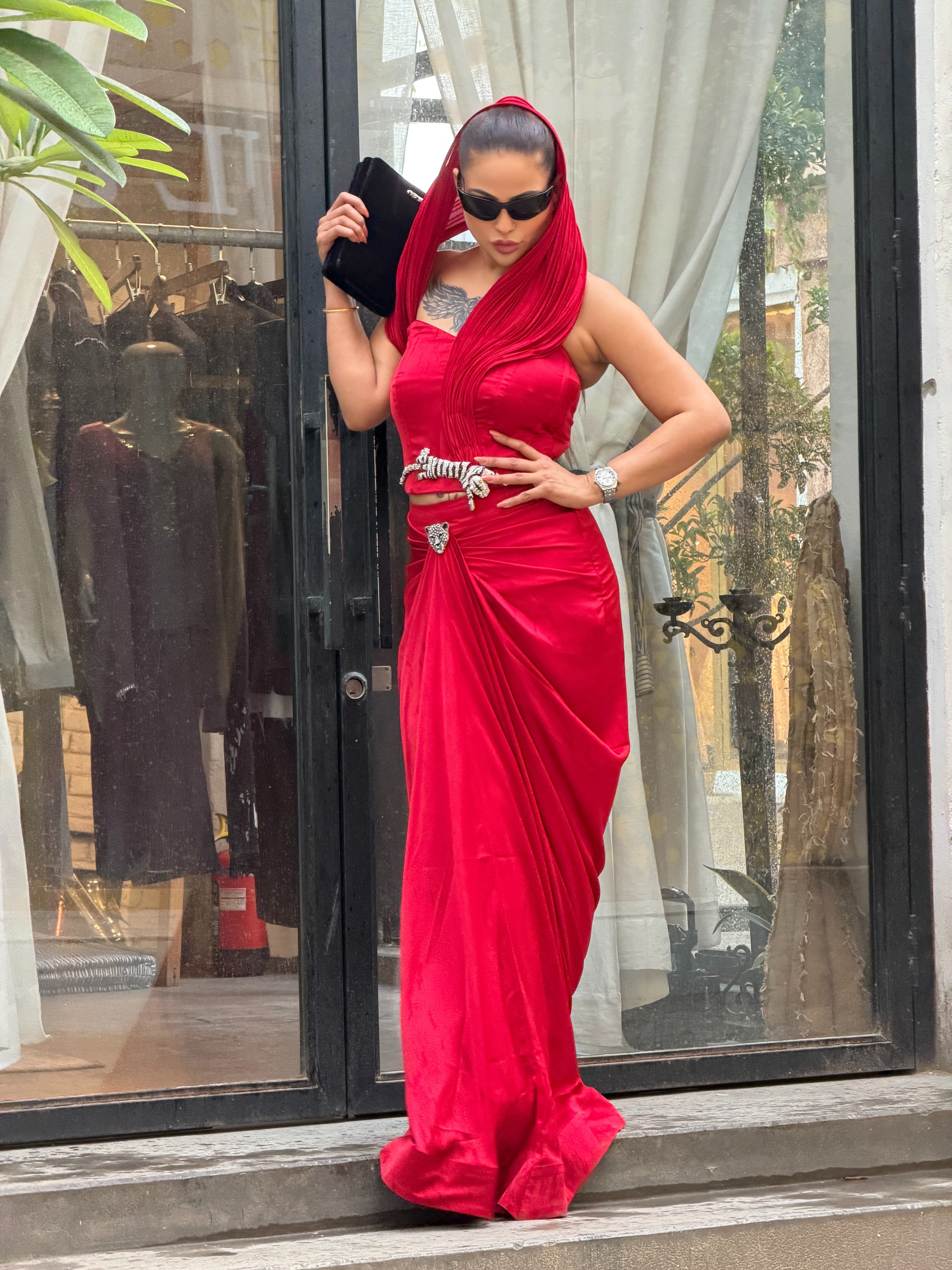 Ruby Royale Satin Saree Main image