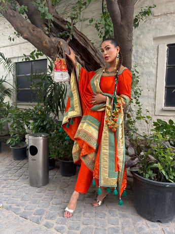 Kesari Royale Silk Suit Set with Banarasi Dupatta